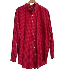 Ralph Lauren 2X Big Red Plaid Long Sleeve Oxford Button Down Shirt